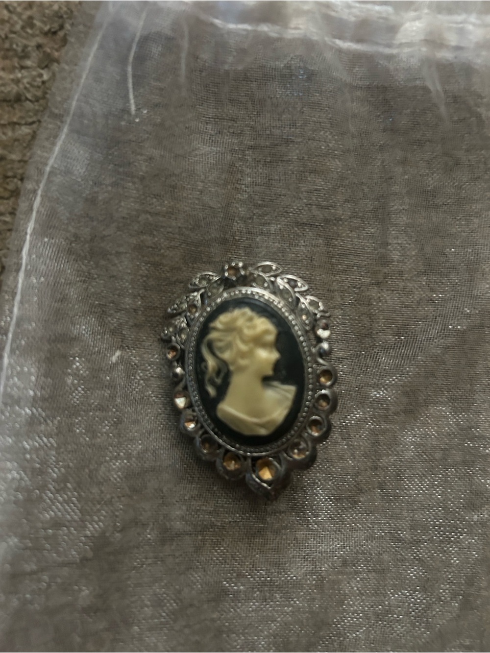 Vintage-Style Cameo Brooch in Blue & white